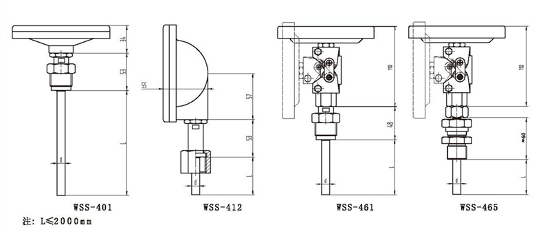 WSS工業雙金屬溫度計（通用型螺紋式）_http://www.marianenglish.com_雙金屬溫度計_第3張